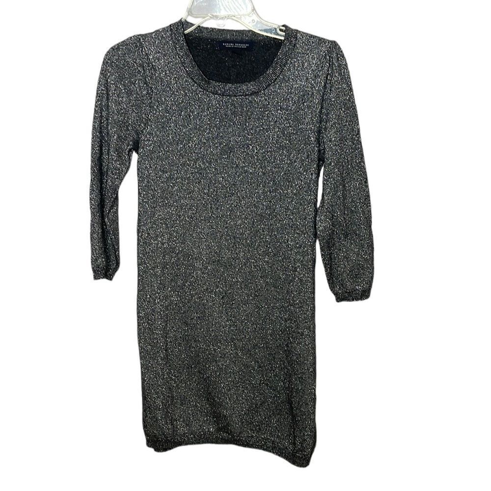 Banana Republic Charcoal Silver Metallic Cashmere/Wool Blend Sweater Dress. XS‎
